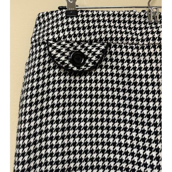 Black White Houndstooth Pocket Front Pencil Mini Skirt Size Large Clueless - Picture 4 of 10